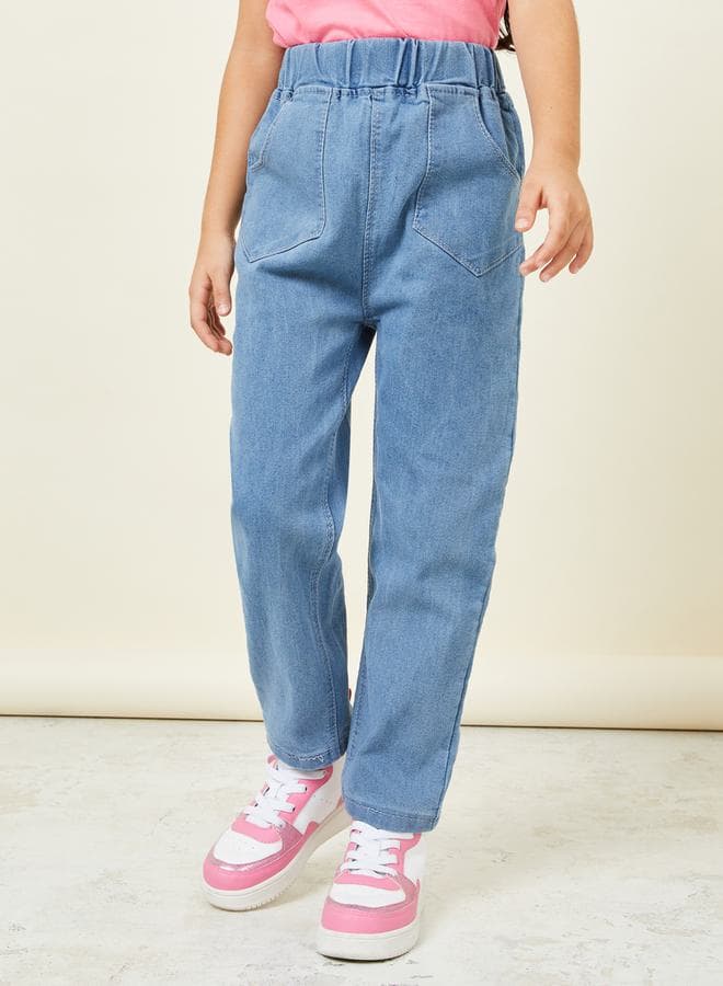 Pocket Detail Paperbag Waist Relaxed Jeans - Image 1