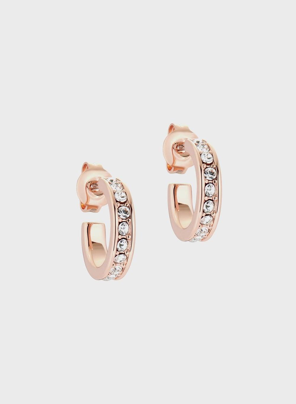 Seenita Nano Rose Gold Crystal Huggie Earrings - Image 1