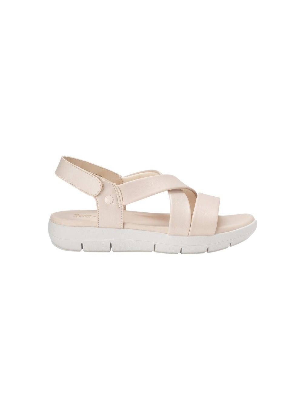 Comfit Beige Ankle Strap Flat Sandals - Image 1