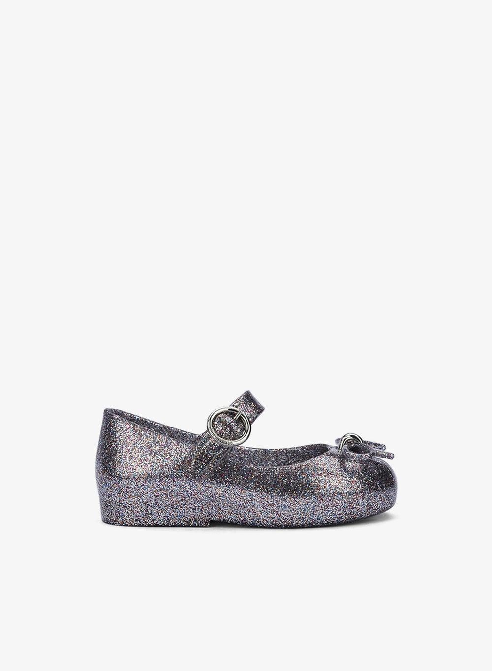 Mini Melissa Sweet Love BB Silver Glitter Ballerinas - Image 1