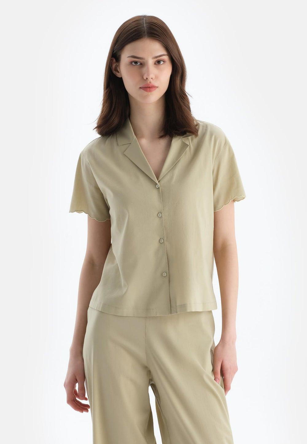 Light Green Cotton Blend Sleep Shirt 25Sw75082Bb - Image 1