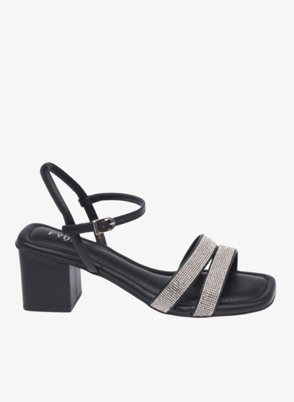 BDV 105 Black Square-Toe Block Heel Sandals - Image 1
