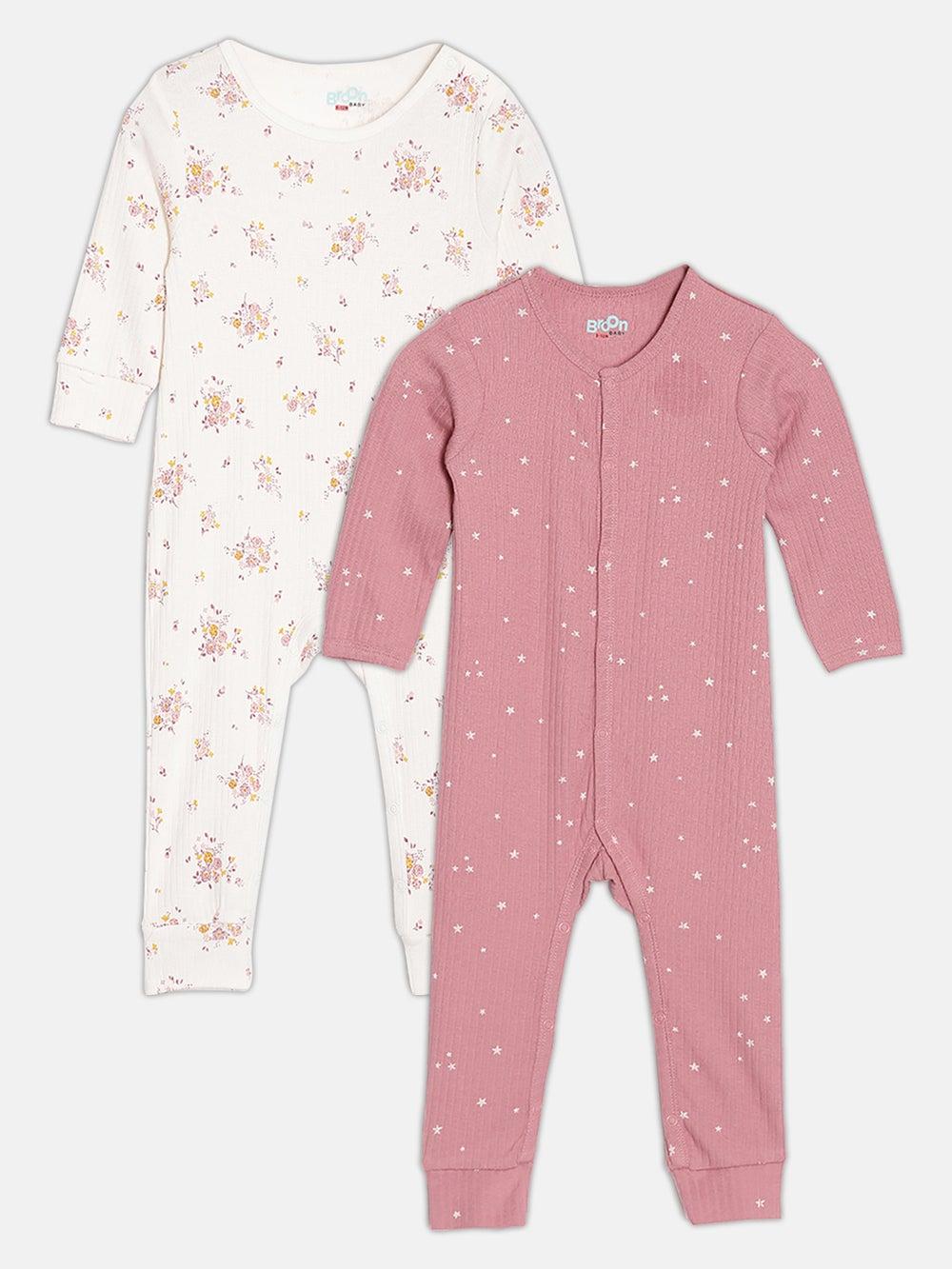 Broon Infant Girls Organic Cotton Sleepsuit Set of 2 - Image 1