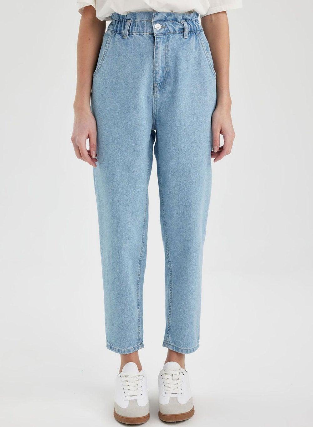 Paperbag Waist Skinny Fit Jeans B8223Ax Blue - Image 1