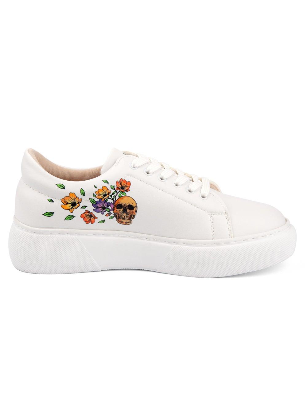 Skull & Flowers Platform Sneakers 3.5 cm Sole - Image 1