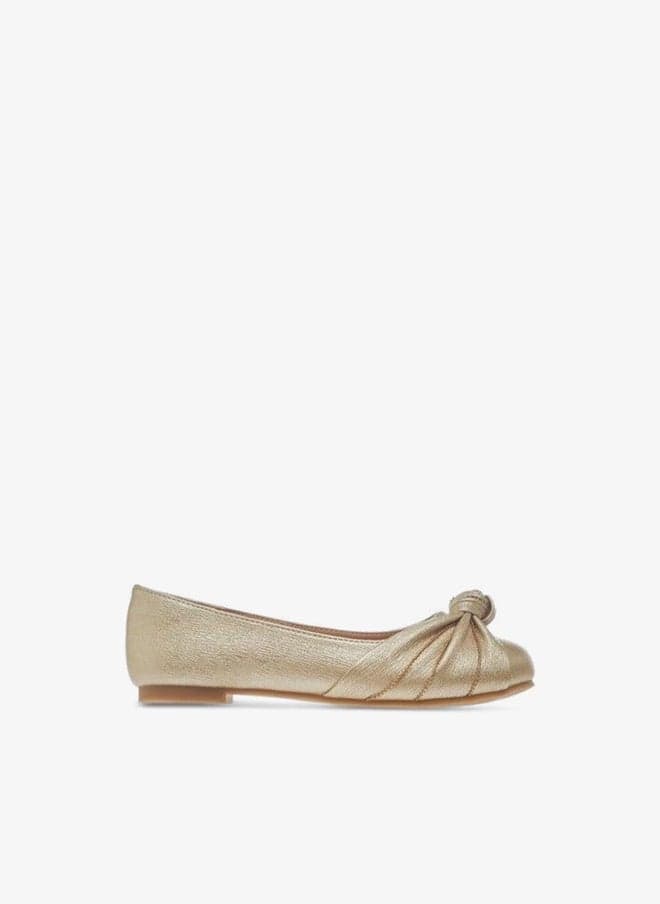 Gold Knot Detail Slip-On Ballerina Shoes Bs106S 240119 - Image 1