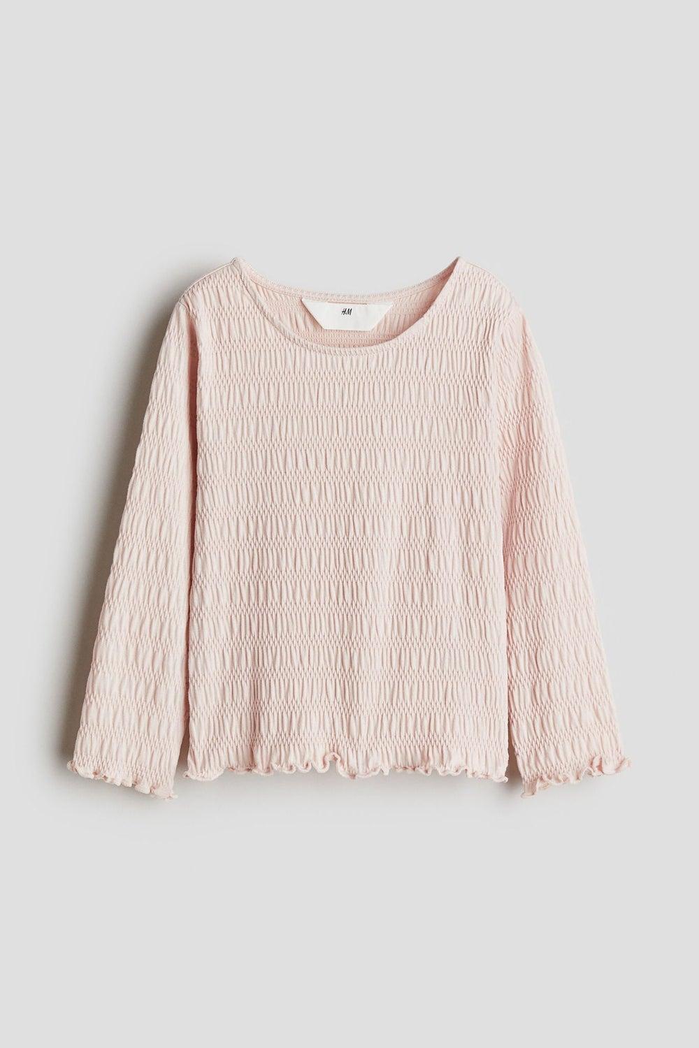 Smocked Jersey Long Sleeve Top - Image 1