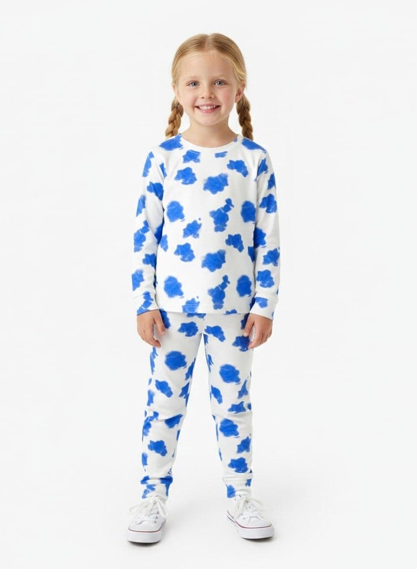 Cool Blue Tie-Dye Girls Activewear 2-Piece Set - Image 1