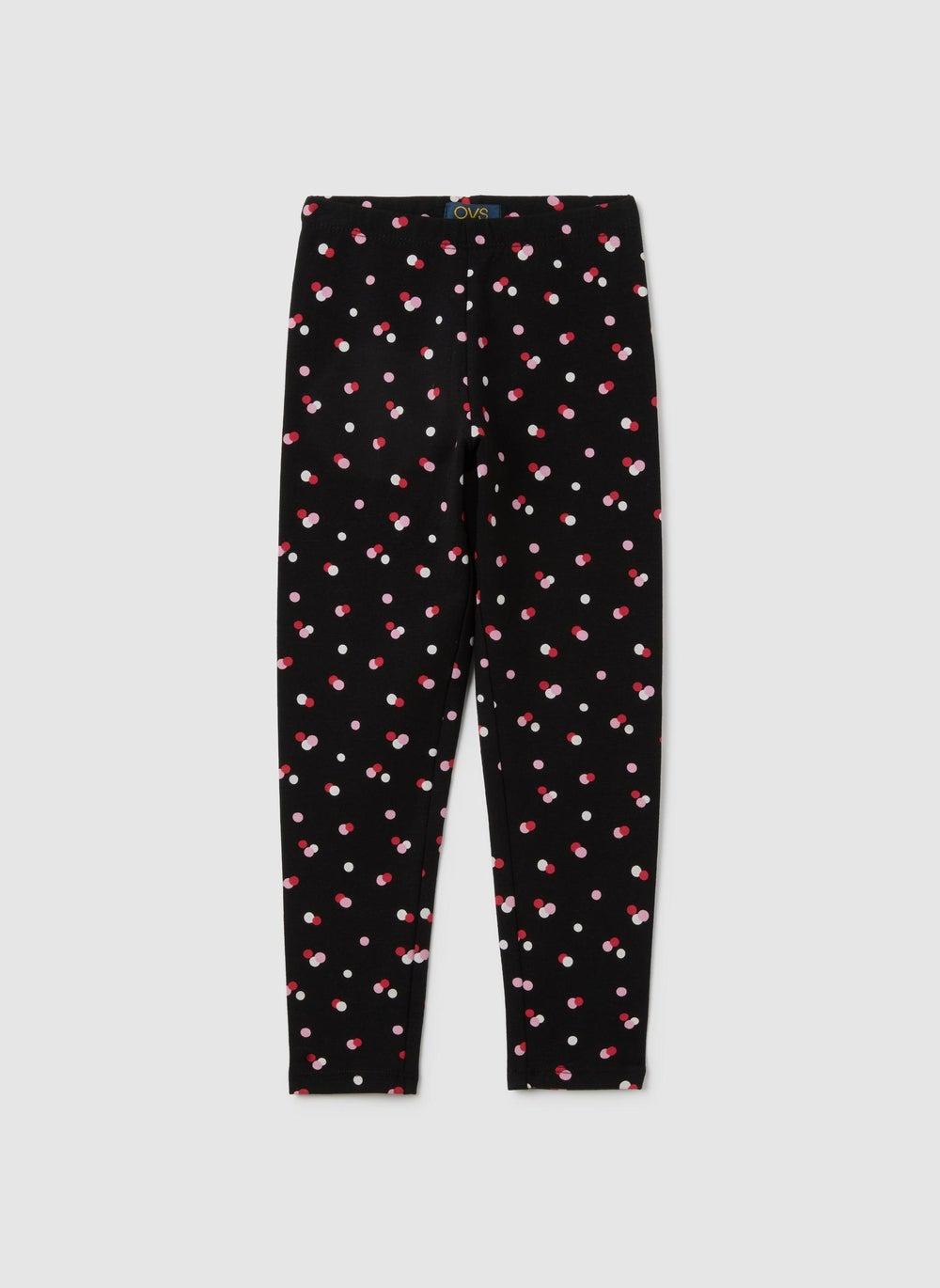 Girls' Multicolour Dot Skinny Cotton Leggings - Image 1