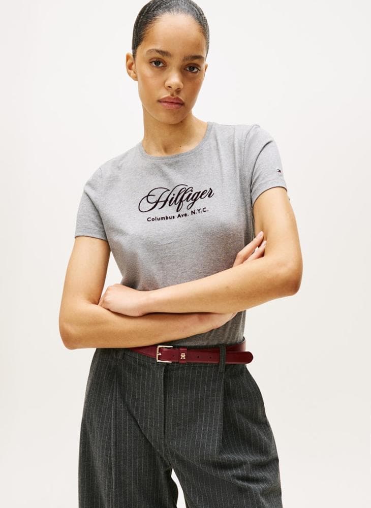 Grey Logo Cotton Crew Neck T-Shirt Ww0Ww46120P61 - Image 1