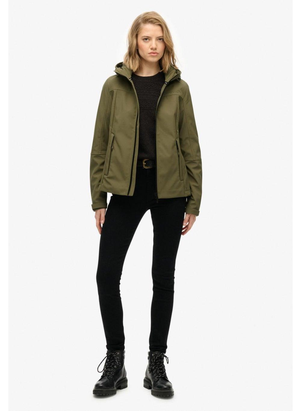 Hooded Classic Trekker Jacket in Dusty Olive - Image 1