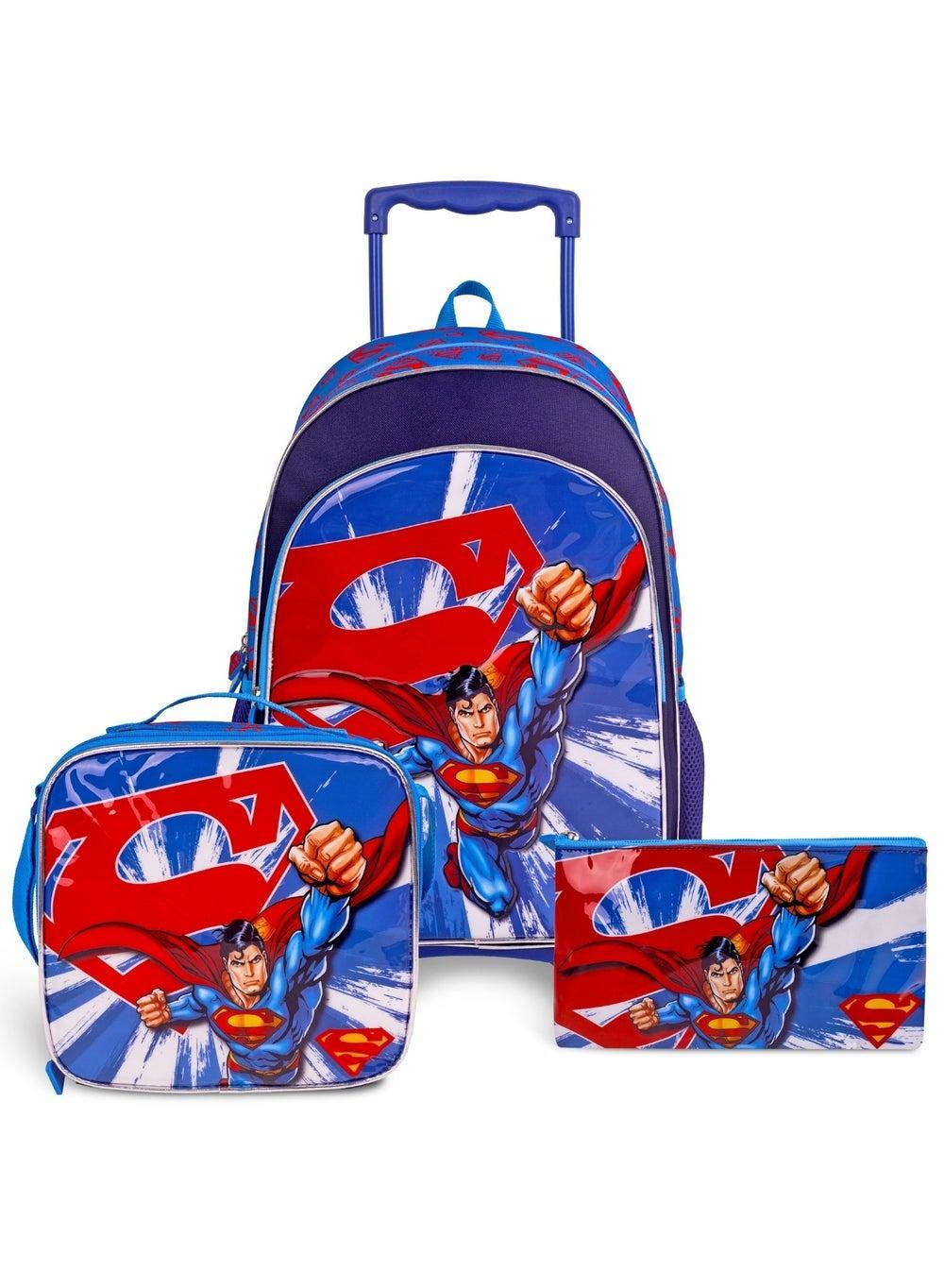 Superman 18 Inch Kids 3-in-1 Trolley School Bag Set - Image 1