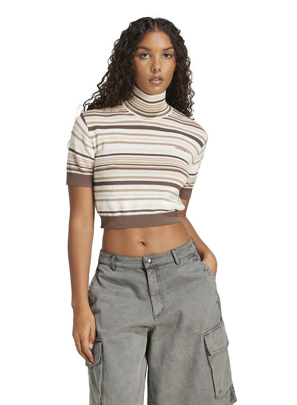 Adidas Originals Brown Cropped Turtleneck Top - Image 1