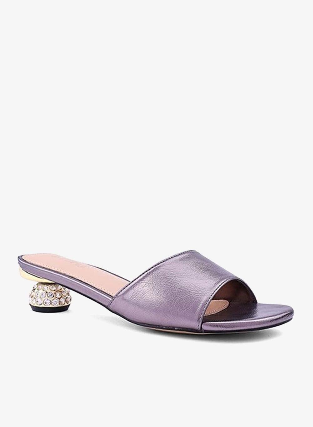 Pewter Party Heel Mule Slippers for Women - Image 1