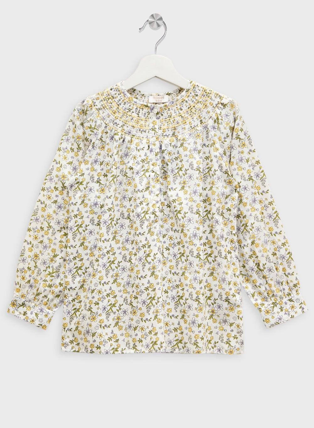 Girls Floral Print Cotton Blouse - Image 1