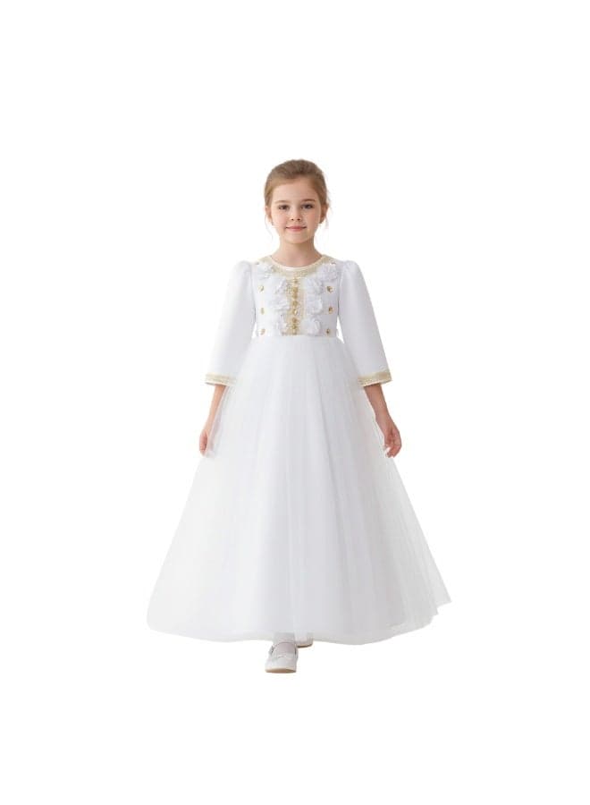 D'Daniela Luminous White Girls Abaya Maxi Dress - Image 1