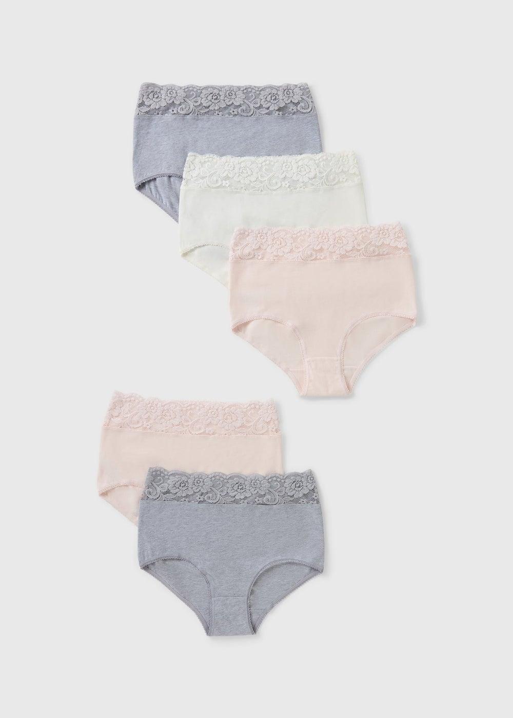 5 Pack Multicolour Lace Trim Full Knickers Set - Image 1