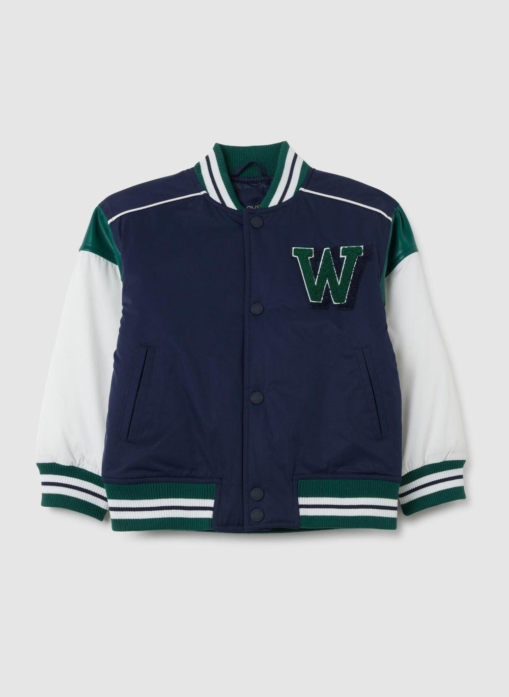Boys Blue Multicolour Varsity Jacket Regular Fit - Image 1