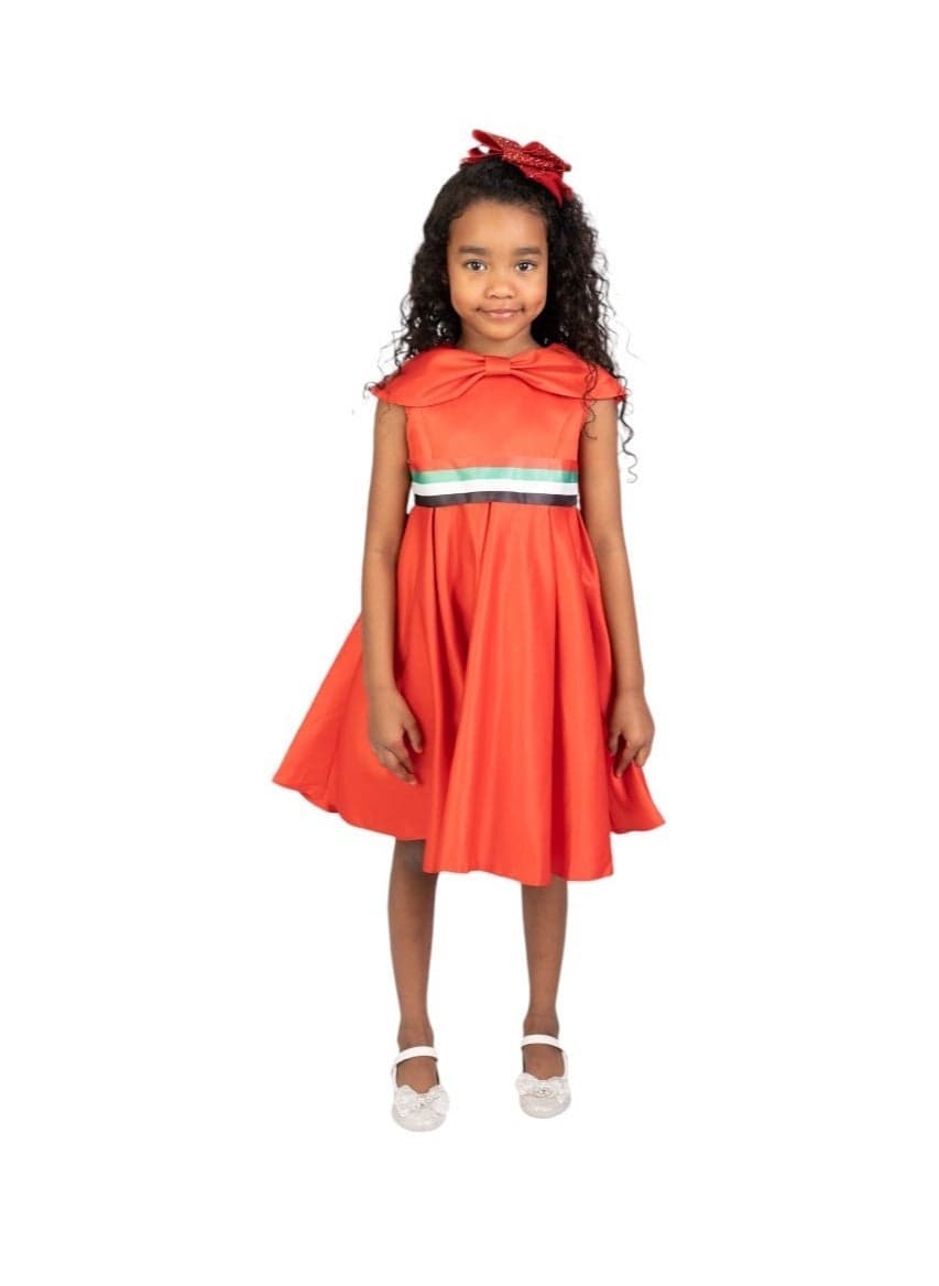 D'Daniela Red Bow Fit & Flare Midi Dress - Image 1