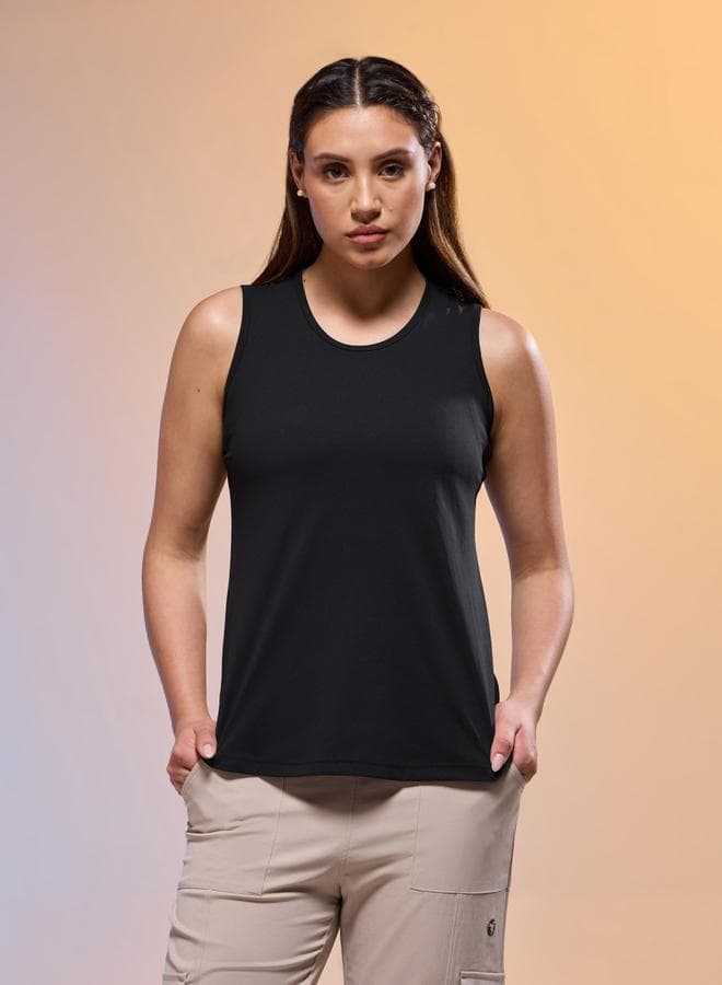 Technosport Women’s Slim Fit Black Performance Tank - Image 1