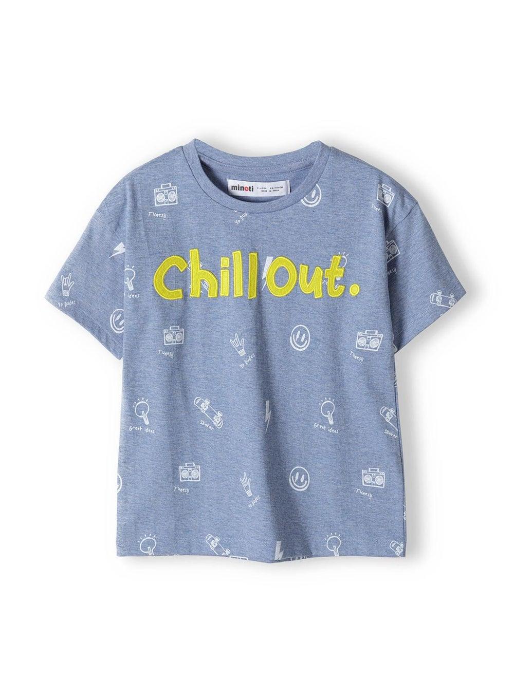 Boys Allover Print Blue Graphic T-Shirt - Image 1