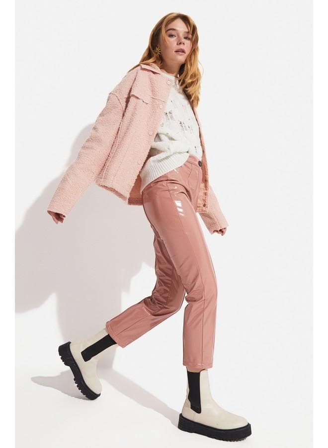 June Powder Patent Leather Straight-Leg Trousers - Image 1