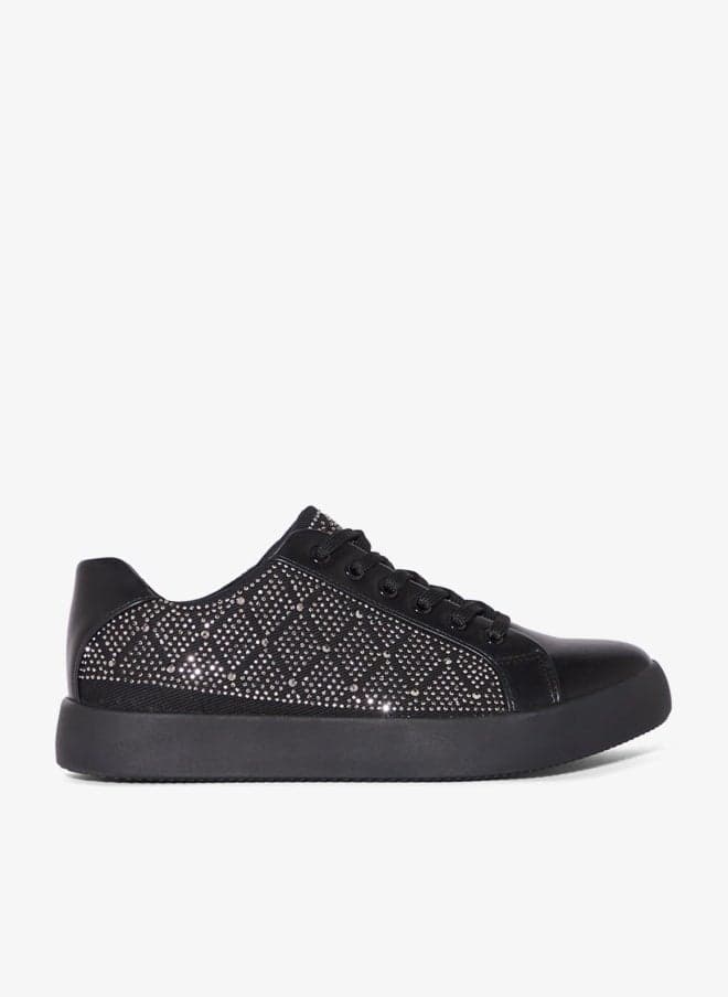 Diamante Black Low-Top Sneakers D50 - Image 1