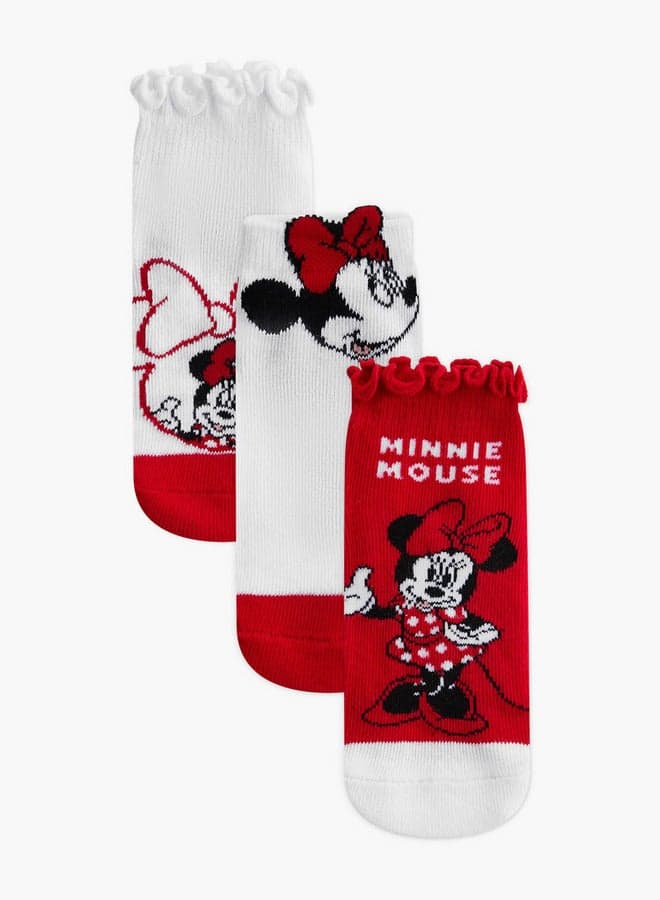 Minnie Mouse Print Ankle Length Socks Set of 3 - Image 1