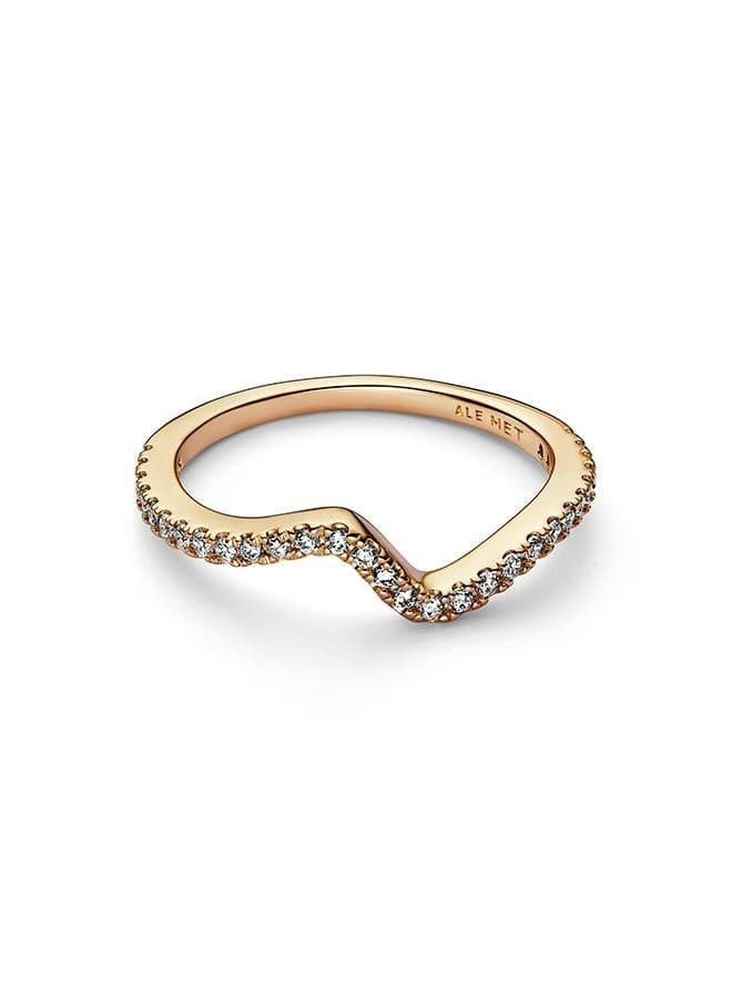 Sparkling Wave Ring in 14K Gold Plating - Image 1
