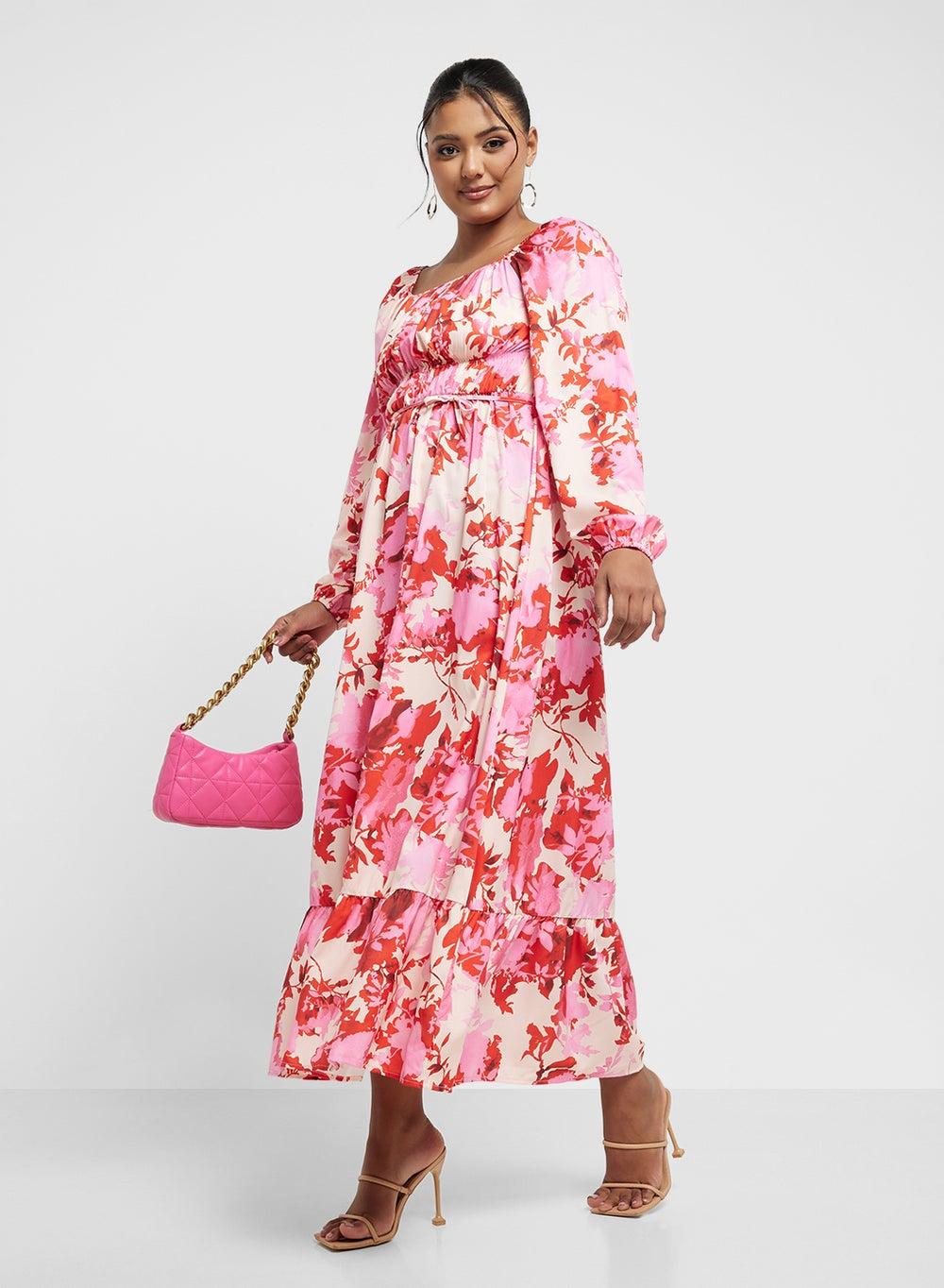 Floral Print Tiered Midi Dress 1212 7 - Image 1