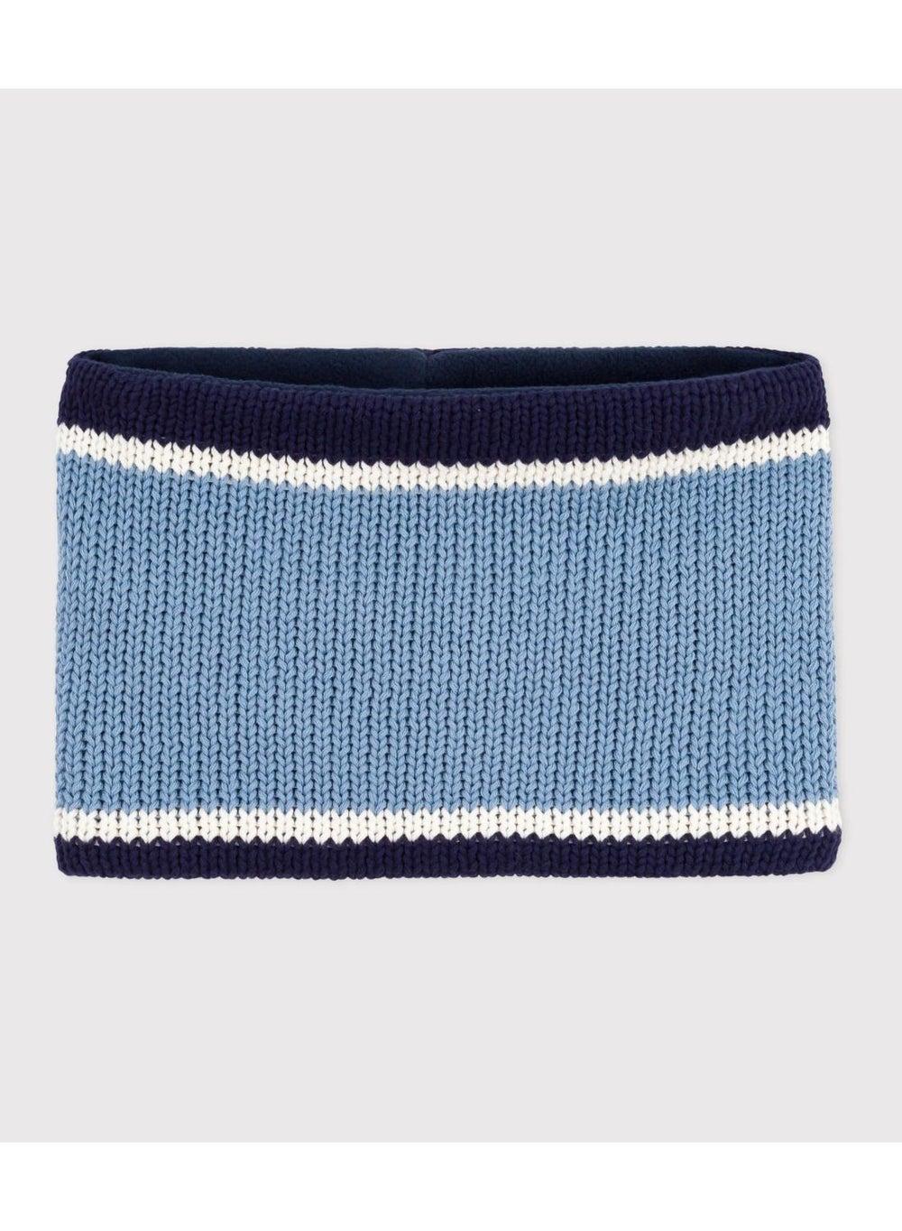 Children’s Fleece-Lined Knitted Snood – Adriatic Blue - Image 1