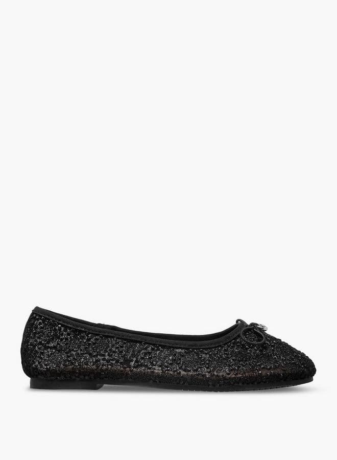 Black Embroidered Ballerina Flats Bs166 240052 - Image 1