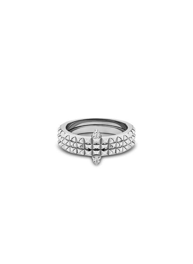 Ulua 56mm Silver Statement Ring with Crystal Accents - Image 1