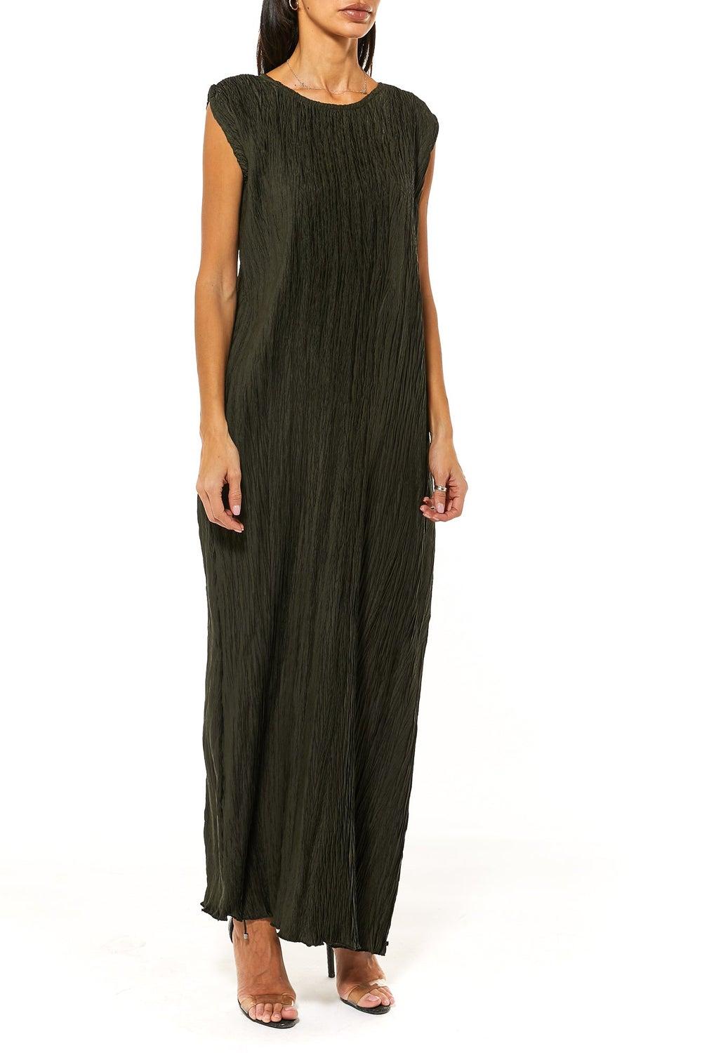 Satin Crew Neck Asymmetric Abaya - Image 1