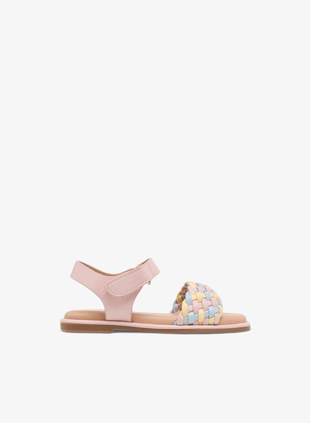 Girls Weave Pink Sandals with Hook and Loop - Image 1