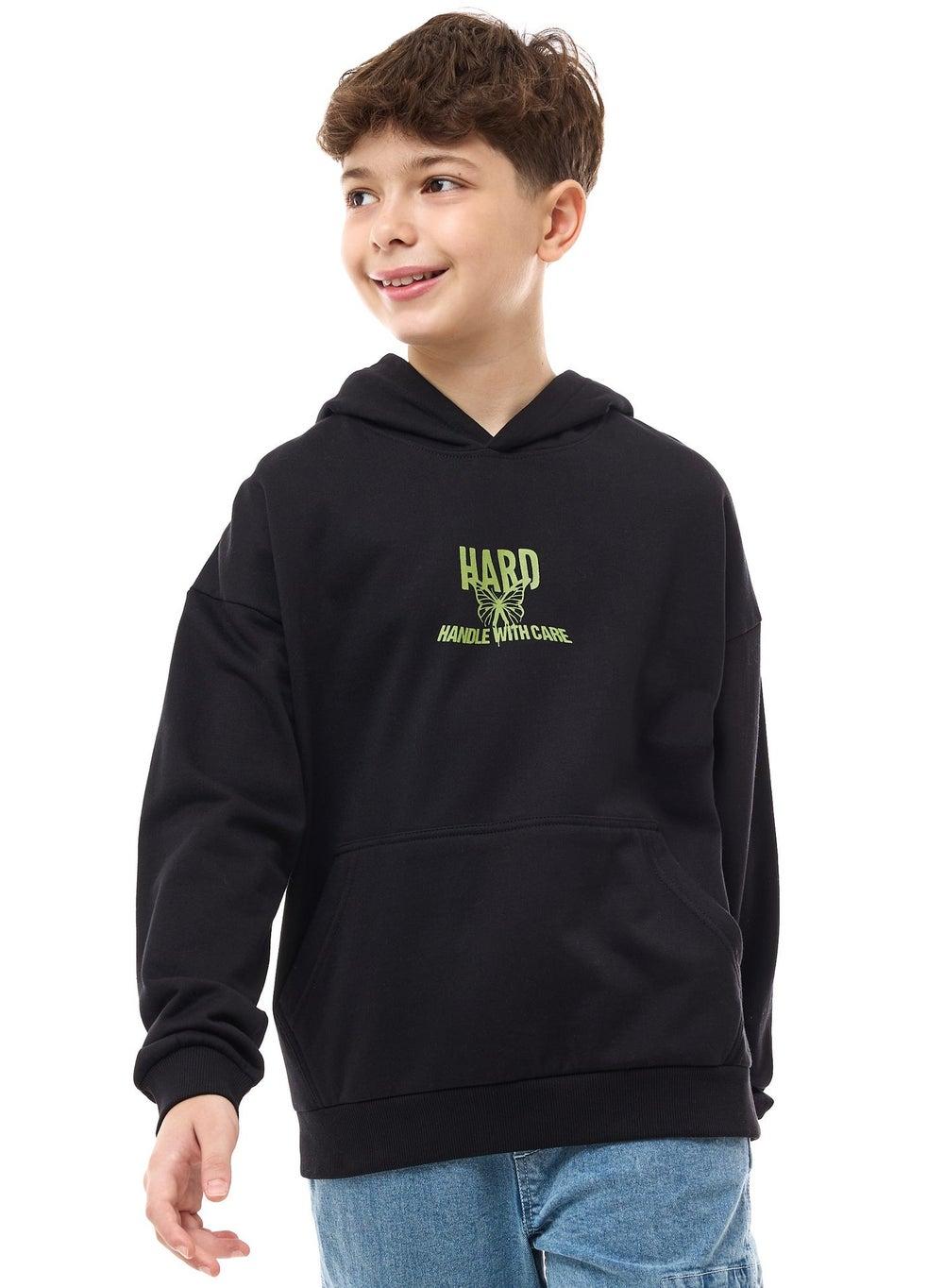 Boys' Hoodie with Bid Back Print Oversized Fit - Image 1