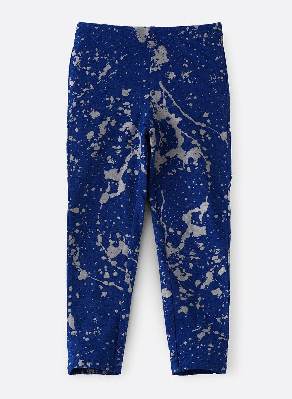 Aop Fashion Legging Blue Silver Splatter Skinny Fit - Image 1
