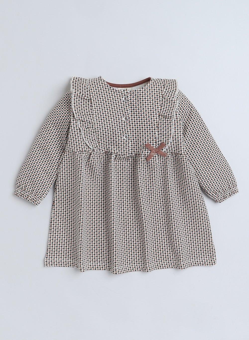 Girls Printed Ruffle Dress with Bow Midi - Image 1