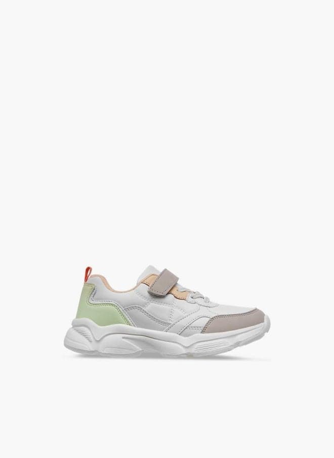 Girls Colourblock Sneakers with Secure Hook Loop Fit - Image 1