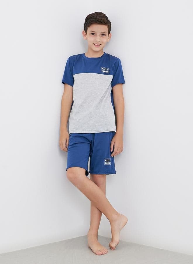 Boys Color Block Print T-Shirt & Shorts Set - Image 1