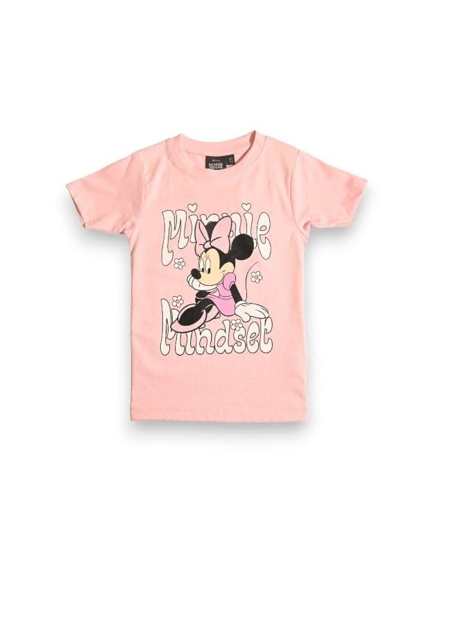 Minnie Mouse Girls Pink Cotton T-Shirt - Image 1