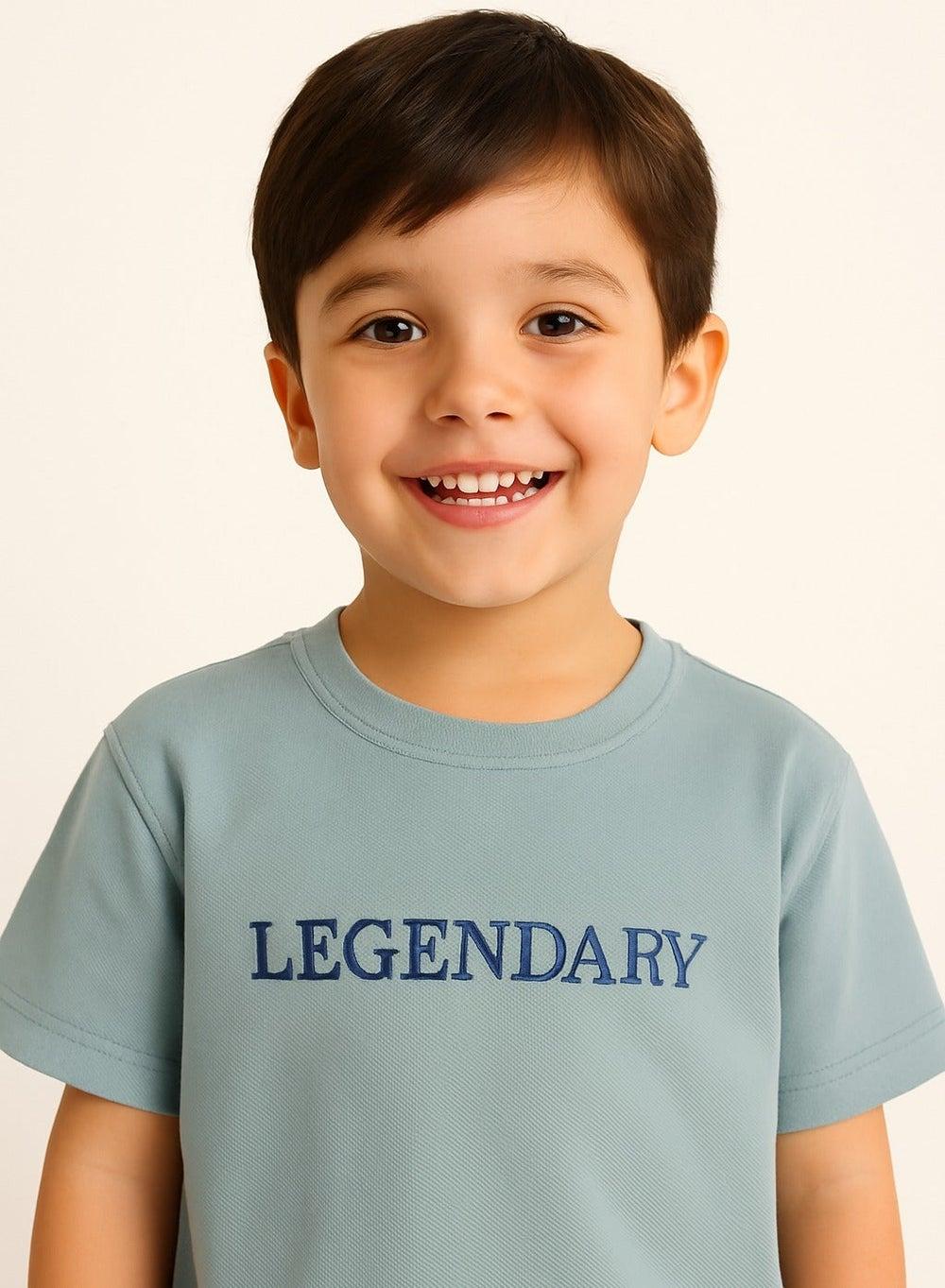 Junior Boys T-Shirt “LEGENDARY” Soft Blue (2Y-9Y) - Image 1