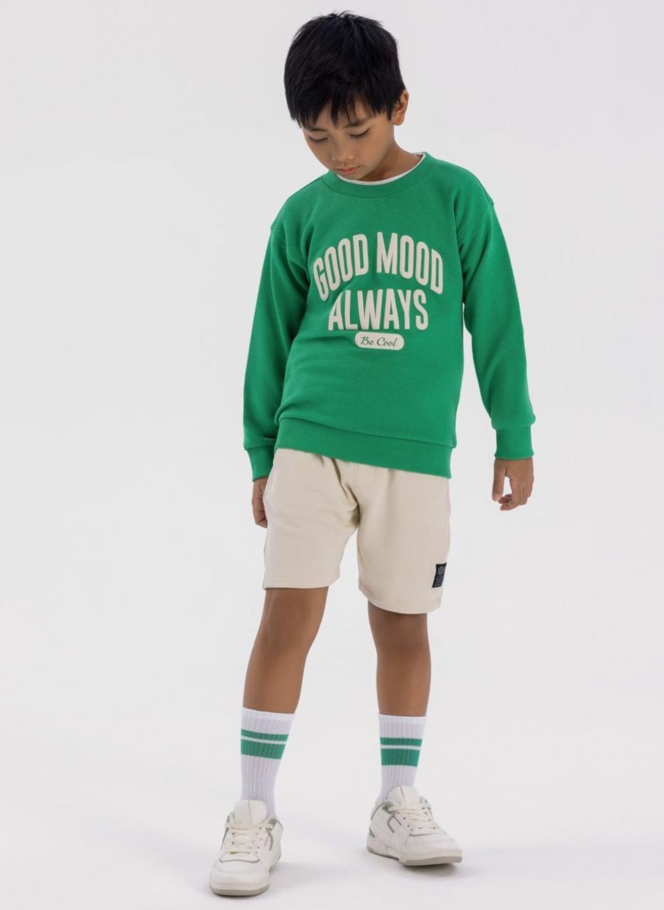 Boys Oversized Green Crew Neck Sweatshirt - Image 1