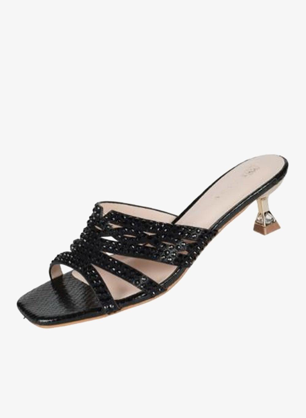 Zayna 2G9183-532 Black Kitten Heel Sandals - Image 1