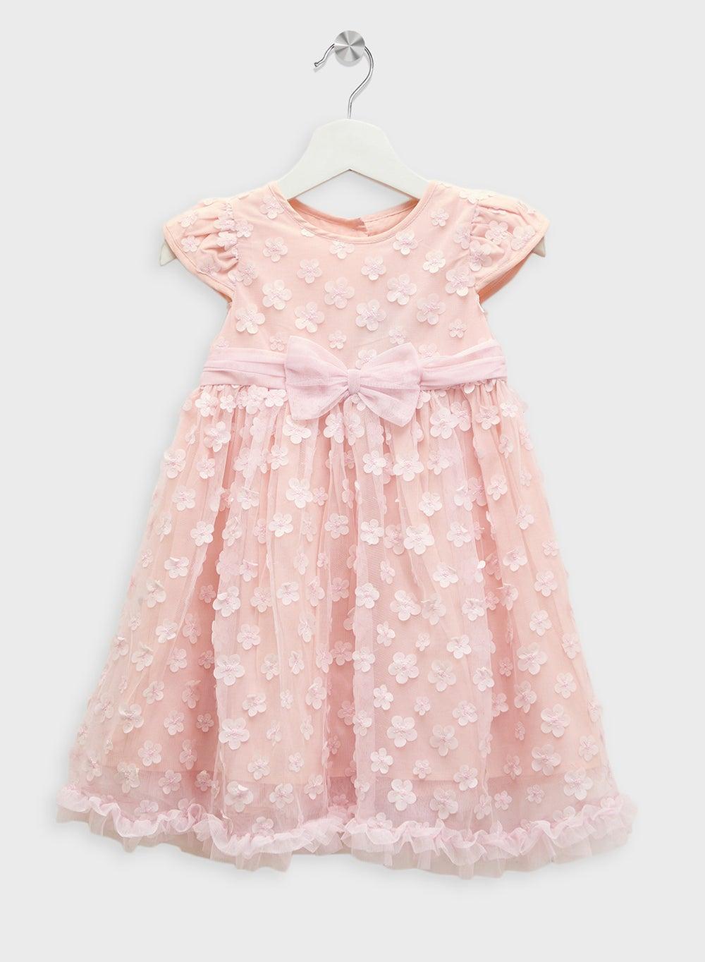 Floral Tulle Bow Midi Dress - Image 1