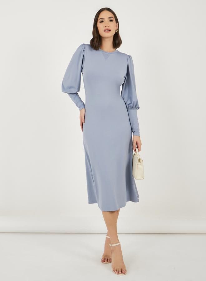 Periwinkle Balloon Sleeve Midi Dress 7011186703 - Image 1