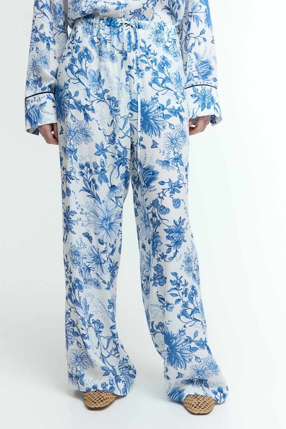 Floral Crêpe Drawstring Trousers – Straight Fit - Image 1