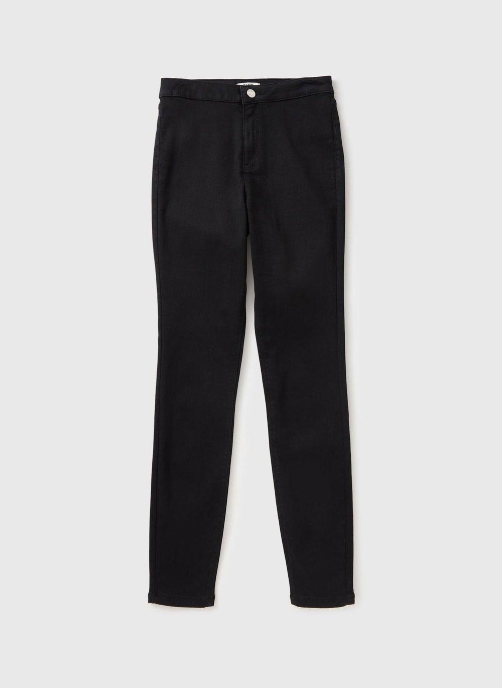 Black Straight Leg Jeans Classic Cotton Stretch Fit - Image 1