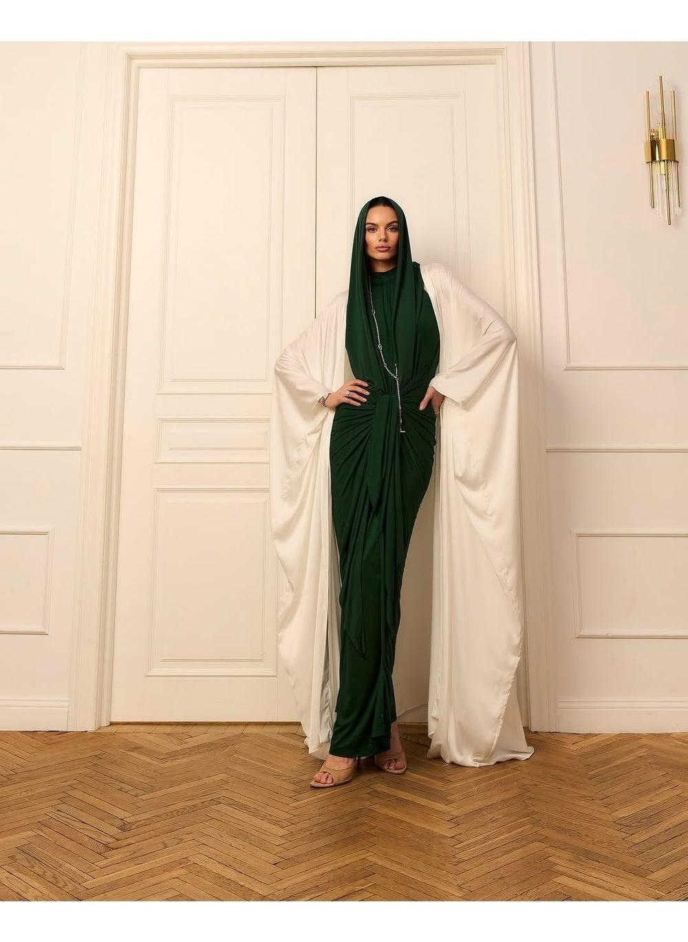 White Silk Abaya SILK – Fluid Elegance - Image 1