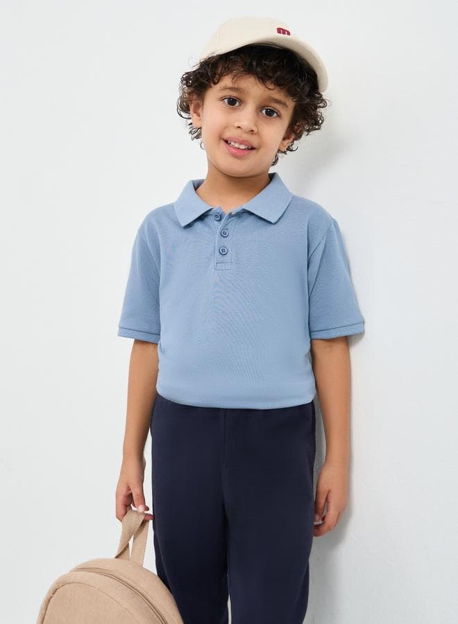Styli Boys Light Blue Cotton Polo T-Shirt - Image 1